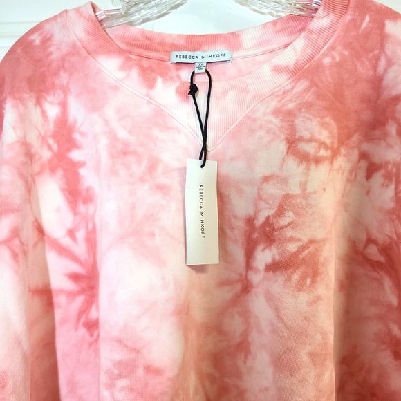 Rebecca Minkoff Rosie SweatshirtSize XL Tie-Dye Pink Pullover Balloon Sleeves - Picture 2 of 13